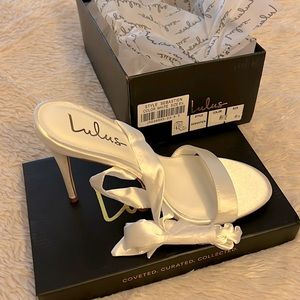 NIB Sebastian White Satin Lace-up High Heel Sandals
